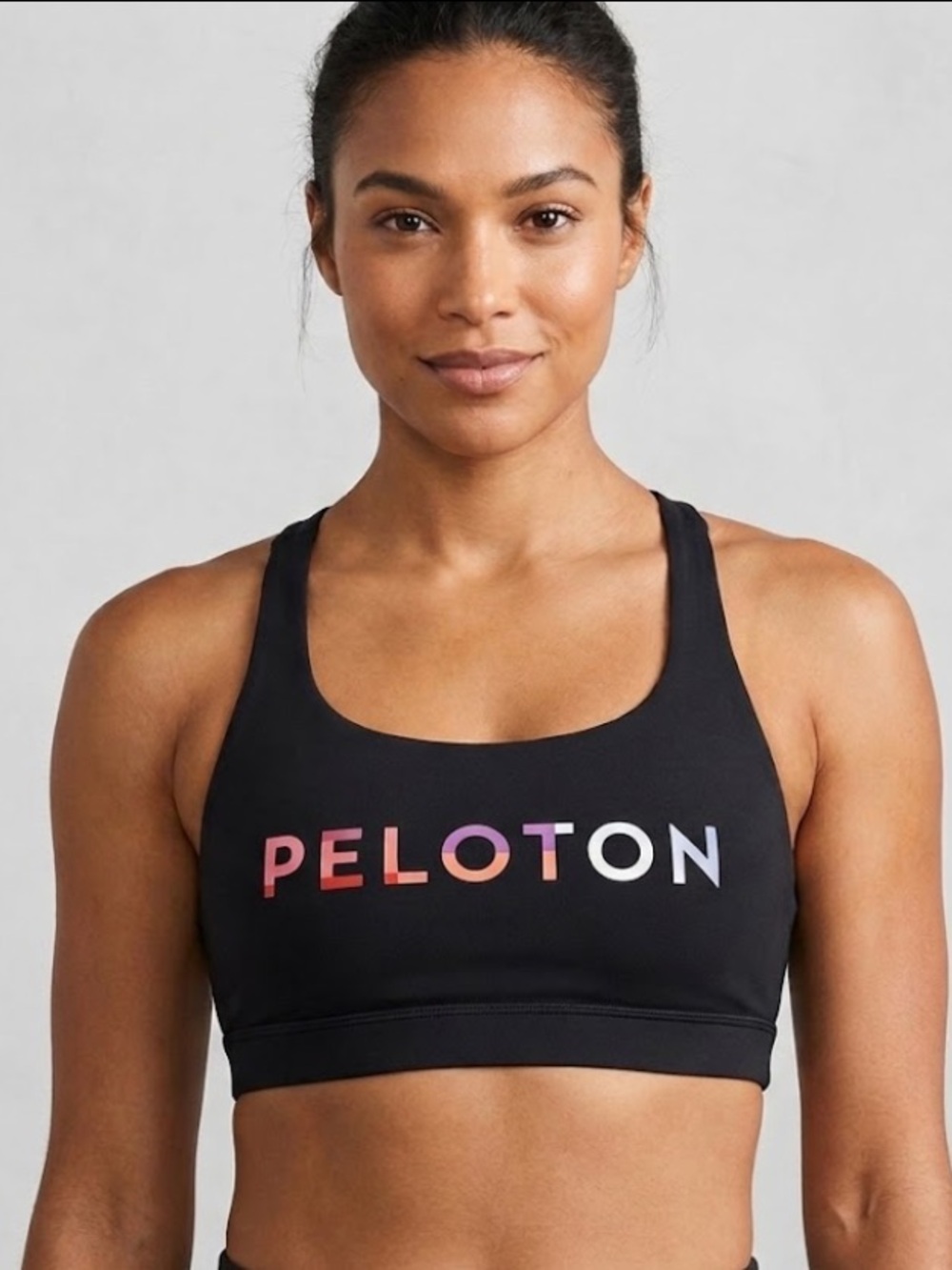 Lululemon Peloton Energy Sport Fall Geo Ombré Black Strappy Sports Bra size 6